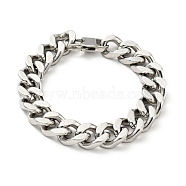 201 Stainless Steel Curb Chain Bracelet for Men Women, Stainless Steel Color, 8-3/4 inch(22.2cm)(BJEW-H550-06B-P)
