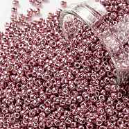 TOHO Round Seed Beads, Japanese Seed Beads, (PF553) PermaFinish Pink Lilac Metallic, 11/0, 2.2mm, Hole: 0.8mm, about 5555pcs/50g(SEED-XTR11-PF0553)