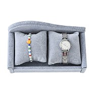 Wooden Chair Jewelry Bracelet Watch Displays, Covered with Velvet, with Sponge, The Direction of Sofa Back Is Left or Right(Random Delivery), Gainsboro, 20.7x11x10cm(BDIS-L001-06D)
