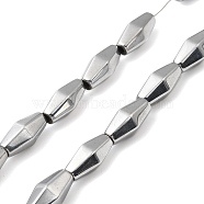 Electroplate Synthetic Magnetic Hematite Beads Strands, Faceted, Rhombus, Platinum Plated, 12~12.5x5.5~6mm, Hole: 1.2mm, about 31~33pcs/strand, 16.54~16.93''(42~43cm)(G-E602-05D)
