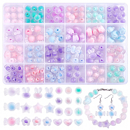 Elite Transparent Acrylic Beads, Bead in Bead, Frosted, Faceted, Mixed Shapes, Mixed Color, 9.5~15.5x9.5~21.5x6~11.5mm, Hole: 2~2.5mm(TACR-PH0001-69)