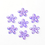 Acrylic Cabochons, AB Color Plated, Flower, Medium Purple, 10x10x2mm(MACR-Q182-A07)