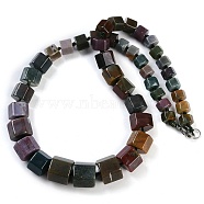 Natural Indian Agate Hexagon Prism Graduated Beaded Necklaces for Women Men, 19.49 inch(49.5cm)(NJEW-K388-03T)