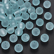 Transparent Acrylic Beads, Rubberized Style, Frosted, Round, Light Blue, 8x7mm, Hole: 1.8mm, about 1745pcs/500g(MACR-S373-66-M05)
