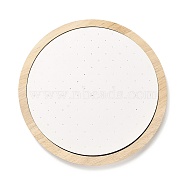 Flat Round Bamboo Jewelry Earring Stud Organizer Display Stands, Earrings Tray with PU Leather Mat, Floral White, 26.5x1.7cm(ODIS-B001-04)