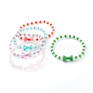 Glass Beads Stretch Bracelets, Bowknot, Mixed Color, Inner Diameter: 2-1/2 inch(6.2cm)(BJEW-JB06478)