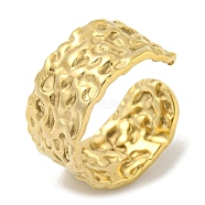 304 Stainless Steel Textured Open Cuff Ring, Golden, US Size 7 1/2(17.7mm)(RJEW-C067-05G)