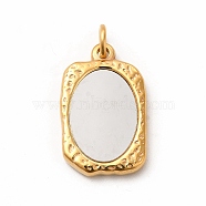 Vacuum Plating 304 Stainless Steel Pendants, with Jump Rings, Rectangle, Golden, 23x14.5x3mm, Hole: 4mm(STAS-A076-16G)