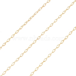 Brass Cable Chains, Soldered, Real 14K Gold Filled Chains, Real 14K Gold Plated, Link: 2x1x0.2mm(CHC-M023-06G)