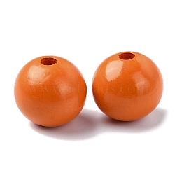 Wood Large Hole European Beads, Round, Dark Orange, 19~20x18mm, Hole: 4.2mm(WOOD-D027-01K)