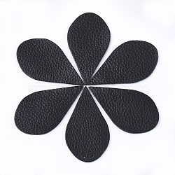 Eco-Friendly Cowhide Big Pendants, teardrop, Black, 62.5x34.5x1.5mm, Hole: 1.2mm(FIND-S301-05A)