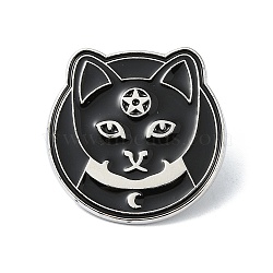 Enamel Pin, Alloy Brooches for Backpack Clothes, Cadmium Free & Lead Free, Cat, Black, 25.5x25x1.5mm(JEWB-P038-13C-P)