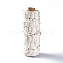 Cotton String Threads, Macrame Cord, Decorative String Threads, for DIY Crafts, Gift Wrapping and Jewelry Making, Old Lace, 3mm, about 54.68 yards(50m)/roll(OCOR-T001-01-21)