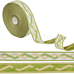 Polyester Jacquard Rhombus Ribbon, Clothes Accessories, Curtain Decoration, Yellow Green, 1-1/8 inch(30mm)(OCOR-WH0078-150)