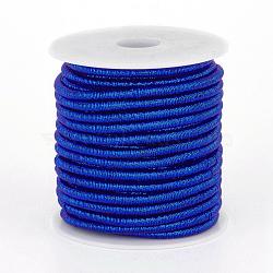 Polyester Metallic Cord, with Iron Chains Inside, Blue, 4x3.5~4mm, about 18yards/roll(MCOR-P004-15)