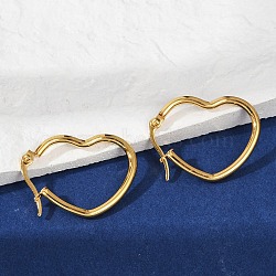 201 Stainless Steel Hoop Earrings, with 304 Stainless Steel Pins, Heart, Golden, 12 Gauge, 27x22x2mm, Pin: 1x0.7mm(X-EJEW-I245-27F)