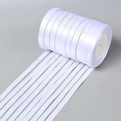 Single Face Satin Ribbon, Polyester Ribbon, White, 3/8 inch(10mm) wide, 25yards/roll(22.86m/roll), 10rolls/group, 250yards/group(228.6m/group)(RC011-42)