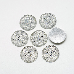 Resin Cabochons, Bottom Silver Plated, Half Round/Dome, White, 25x4.5~5mm(X-CRES-Q192-25mm-10)