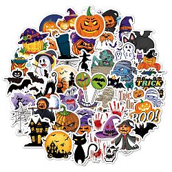 Halloween Themed PVC Sticker Labels, Self-adhesive Decals, for Suitcase, Skateboard, Refrigerator, Helmet, Mobile Phone Shell, Colorful, 60~80mm, 50pcs/set(HAWE-PW0001-054A)