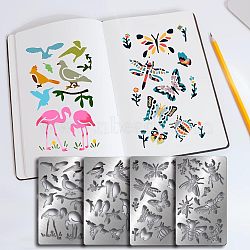 Fingerinspire 4Pcs 4 Style Stainless Steel Cutting Dies Stencils, for DIY Scrapbooking/Photo Album, Decorative Embossing DIY Paper Card, Stainless Steel Color, Insect Pattern, 17.7x10.1cm, 1pc/style(DIY-FG0002-21)