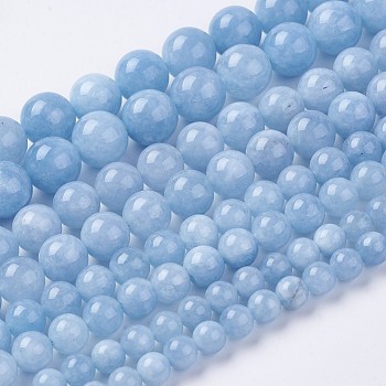 Natural & Dyed Malaysia Jade Bead Strands, Round, Light Sky Blue, 6mm, Hole: 0.8mm, about 64pcs/strand, 15 inch