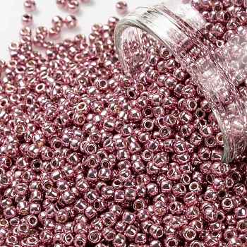 TOHO Round Seed Beads, Japanese Seed Beads, (PF553) PermaFinish Pink Lilac Metallic, 11/0, 2.2mm, Hole: 0.8mm, about 5555pcs/50g