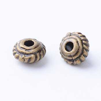 Tibetan Style Alloy Spacer Beads, Rondelle, Cadmium Free & Nickel Free & Lead Free, Antique Bronze, 5x3mm, Hole: 1mm