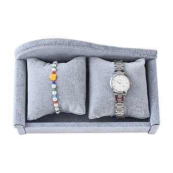 Wooden Chair Jewelry Bracelet Watch Displays, Covered with Velvet, with Sponge, The Direction of Sofa Back Is Left or Right(Random Delivery), Gainsboro, 20.7x11x10cm