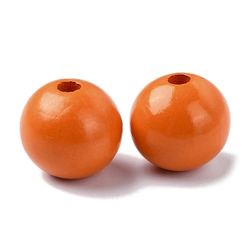 Wood Large Hole European Beads, Round, Dark Orange, 19~20x18mm, Hole: 4.2mm
