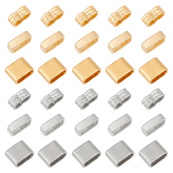36Pcs 6 Style 201 & 304 Stainless Steel Slide Charms, Rectangle, Mixed Color, 4~13x7.5~12.5x5~7.5mm, Hole: 4~5.5x9.5~10.5mm, 6pcs/style