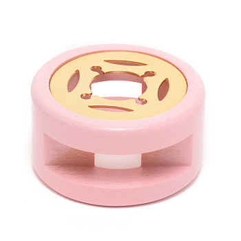 Iron & Wood Wax Smelter, for Candle Making, Column, Light Gold, Pink, 75.5x40mm, Inner Diameter: 45mm