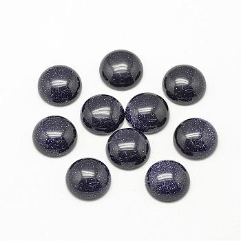 Synthetic Blue Goldstone Cabochons, Dyed, Half Round/Dome, 8x4mm