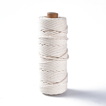 Cotton String Threads, Macrame Cord, Decorative String Threads, for DIY Crafts, Gift Wrapping and Jewelry Making, Old Lace, 3mm, about 54.68 yards(50m)/roll