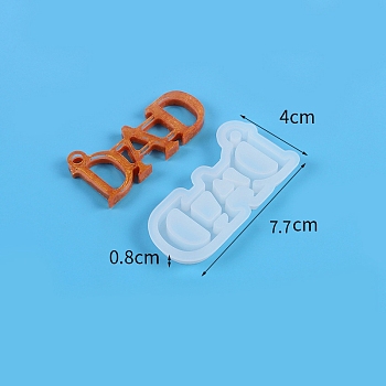 Dad Silicone Pendant Molds, Resin Casting Molds, for UV Resin, Epoxy Resin Craft Making, White, 77x40x8mm