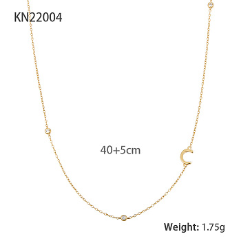 S925 Sterling Silver Rhinestones Letter C Necklace, Simple and Elegant Clavicle Chain for Women