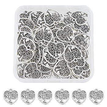 80PCS Tibetan Style Alloy Pendants, Heart, Cadmium Free & Lead Free, Antique Silver, 18x17x1mm, Hole: 1mm