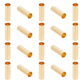 Column Brass Beads, Large Hole Beads, Light Gold, 25x8mm, Hole: 7.5mm, 20pcs