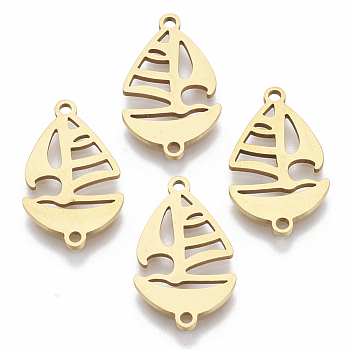 201 Stainless Steel Links connectors, Laser Cut, Sailboat, Golden, 19.5x12x1mm, Hole: 1.4mm