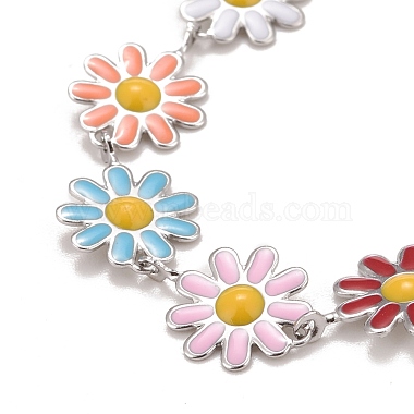 Enamel Daisy Link Chains Bracelet(BJEW-P271-01P-06)-2