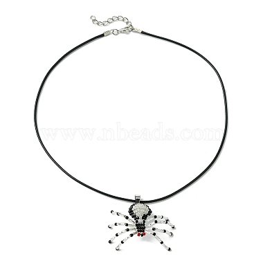 Braided Glass Seed Bead Spider Pendant Necklaces(NJEW-MZ00036-01)-4