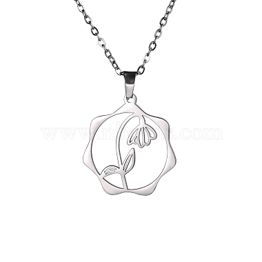July Water Lily Stainless Steel Necklaces