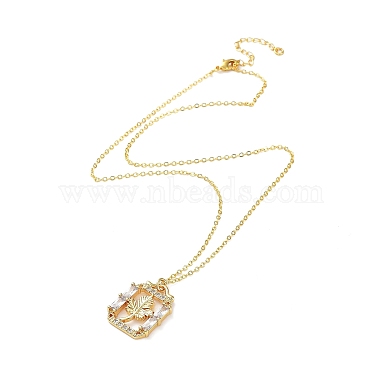 Golden Brass Rhinestone Pendant Necklace with Cable Chains(NJEW-P278-A02)-2