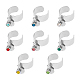 8Pcs 8 Color Birthstone Rhinestone & 201 Stainless Steel Flat Round Charm Rings Set(RJEW-AB00004)-1