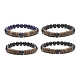 Natural Gemstone & Coconut Beaded Stretch Bracelet for Women(BJEW-JB09149)-1