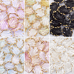 120Pcs 6 Colors Opaque Acrylic Pendants, Gold Stamping Edge Leaf Charms, Mixed Color, 17x15x4mm, Hole: 1.5mm, 20pcs/color(RESI-TA0002-97)