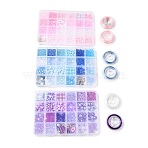 DIY Pink & Blue & Lavender Series Bracelets Making Kit, Including Alloy Enamel Pendants, Acrylic & Plastic Beads, Glass Seed Beads, Flat Elastic Crystal String, Mixed Color, 20x7x1.5mm, Hole: 2mm, 2pcs(DIY-FS0008-33)