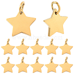 20Pcs 304 Stainless Steel Charms, Star, Real 18K Gold Plated, 10x10.6x1.1mm, Hole: 4mm(STAS-BBC0008-61)