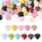 50Pcs Baking Paint Acrylic Pendants, Heart Charms, Mixed Color, 17x16x6mm, Hole: 3x2mm(OACR-TA0004-83C)
