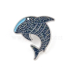 Ocean Theme Enamel Pins, Alloy Lapel Pin Backs for Backpack Clothes, Platinum, Prussian Blue, Whale, 27x26mm(JEWB-L027-08P-03)