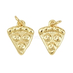 Brass Pendants, Pizza Charms, with Jump Ring, Real 18K Gold Plated, 12.5x9.5x2mm, Hole: 2.5mm(KK-D218-09G)